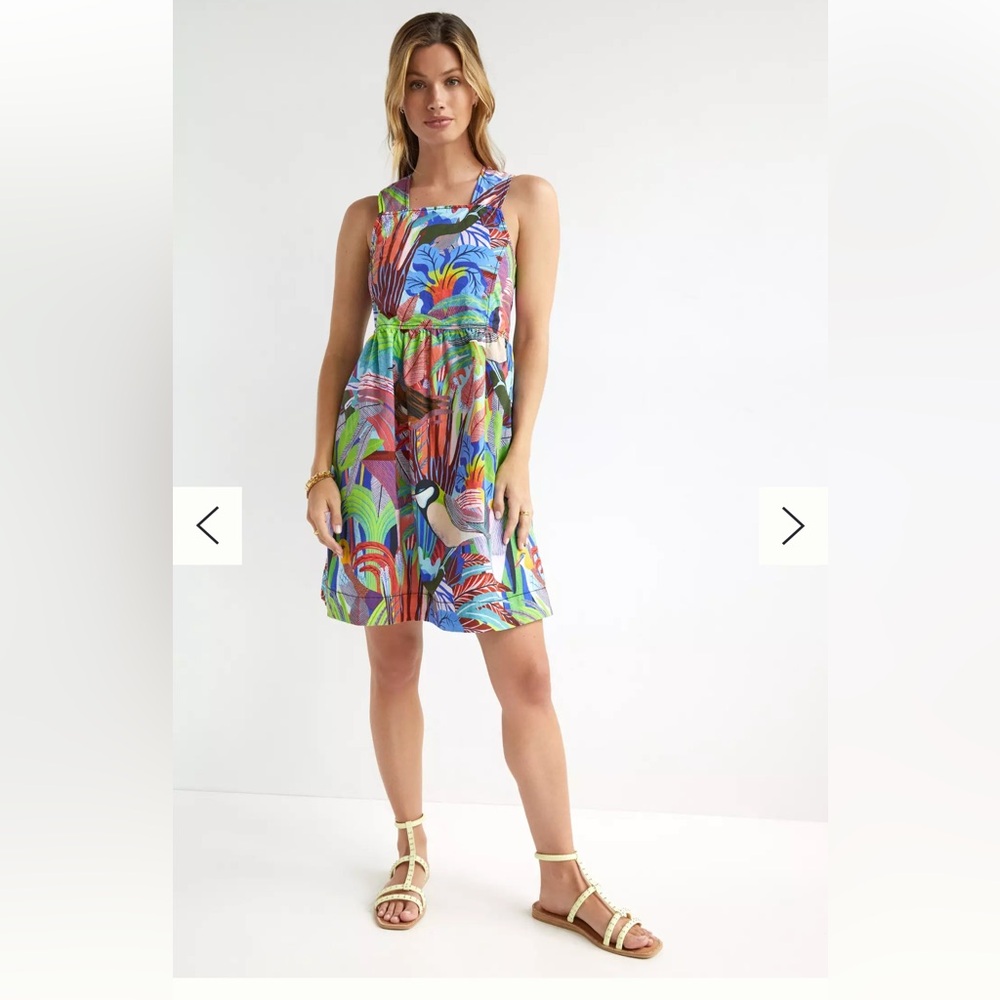 Anthropologie Multicolor Tropical Print Mini Dress